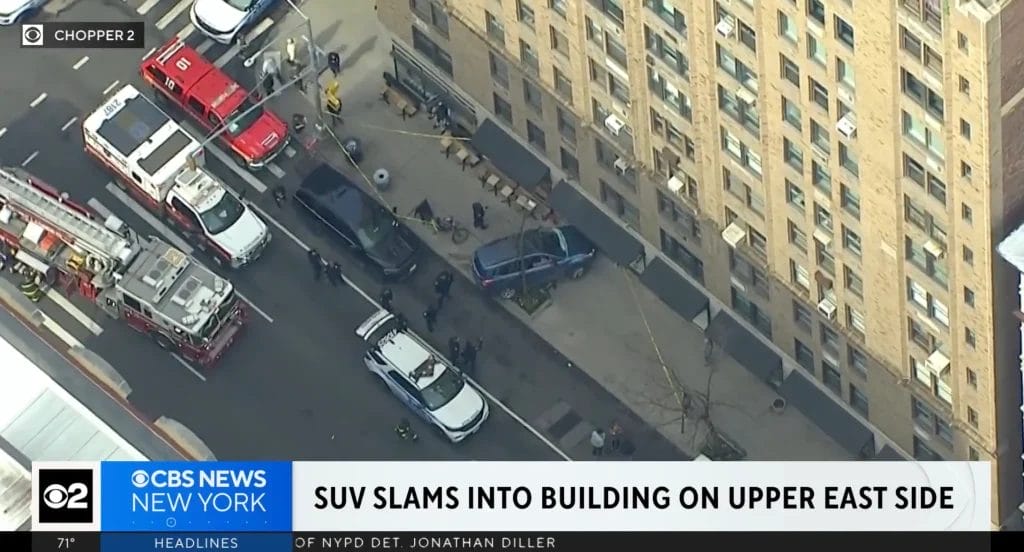 SUV smashes into NYC shop after jumping curb in harrowing crash