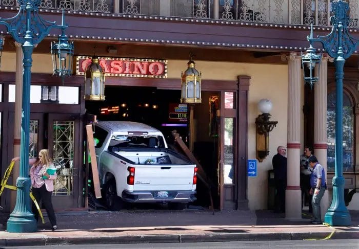 Truck slams into downtown Las Vegas casino